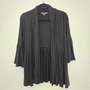 Soft Surroundings M Petite Black Jersey Knit Cardigan Short Trumpet Sleeve